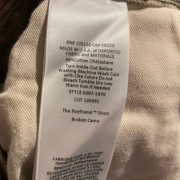 Current/ Elliot the boyfriend raw hem stretch shorts broken camo size 25 - Picture 4 of 6